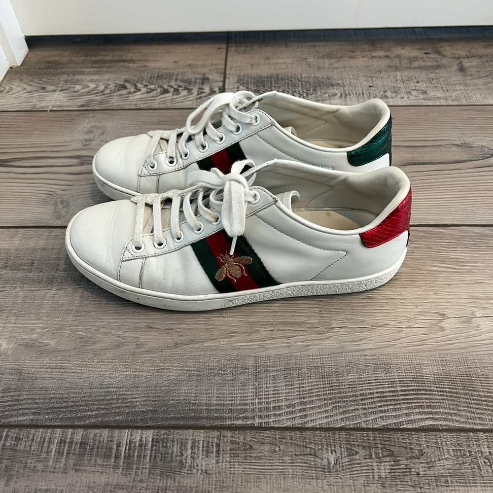 Gucci Ace Bee Sneakers with Red and Green Stripe